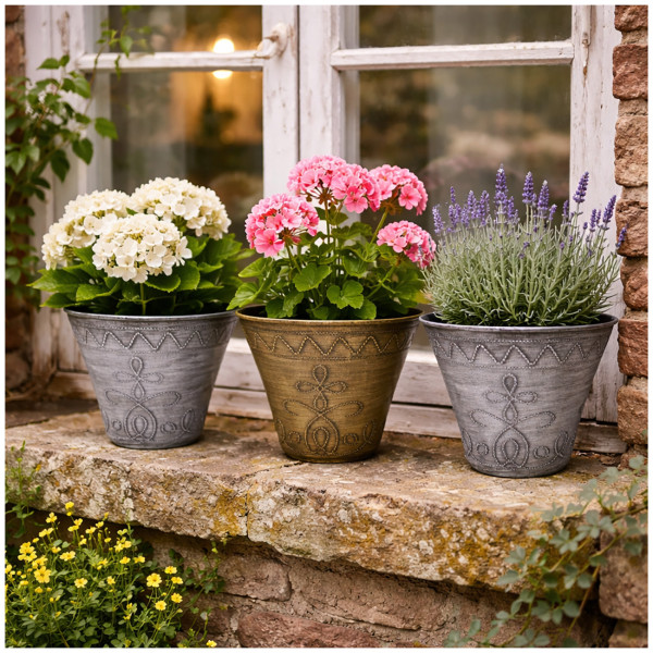 Blumentopfset Nessa 2x Silber 1x Gold