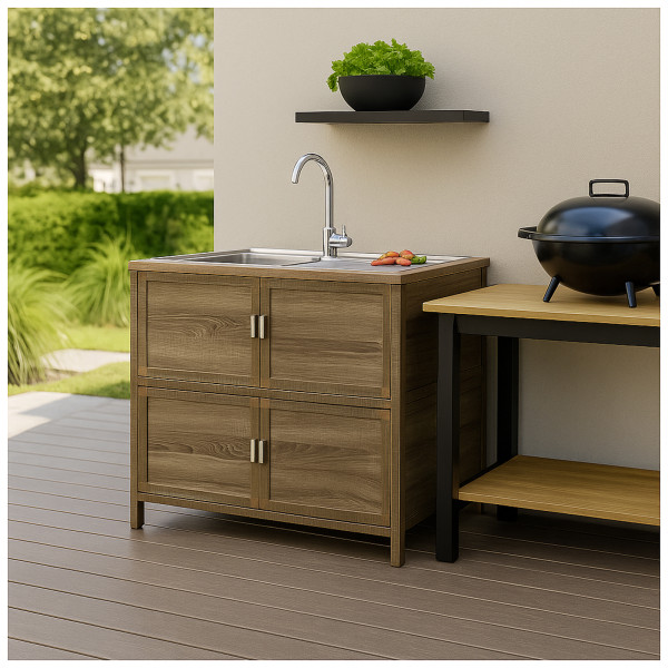 HTI-Living für Outdoorküche Sonoma Spüle mit Abtropfläche und Unterschrank