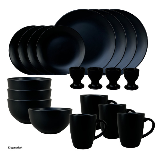 Geschirrset 20-teilig Antonia schwarz Keramik