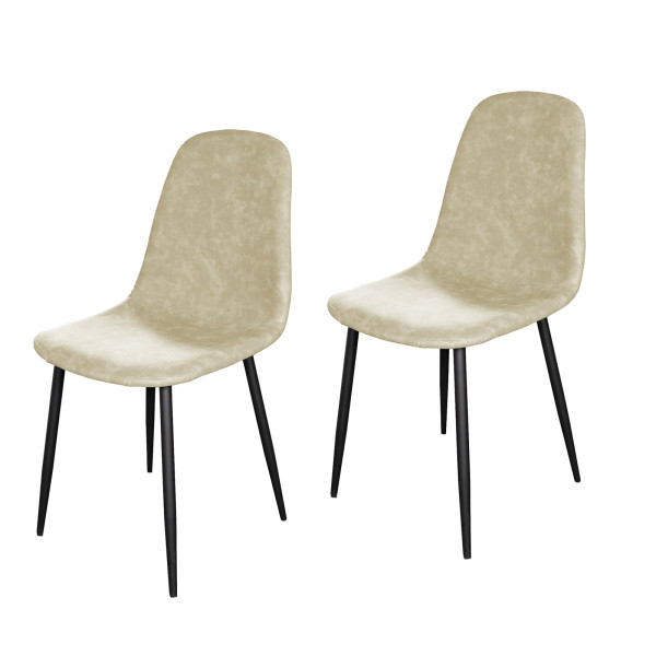Stuhl Savannah PU Creme 2er Set