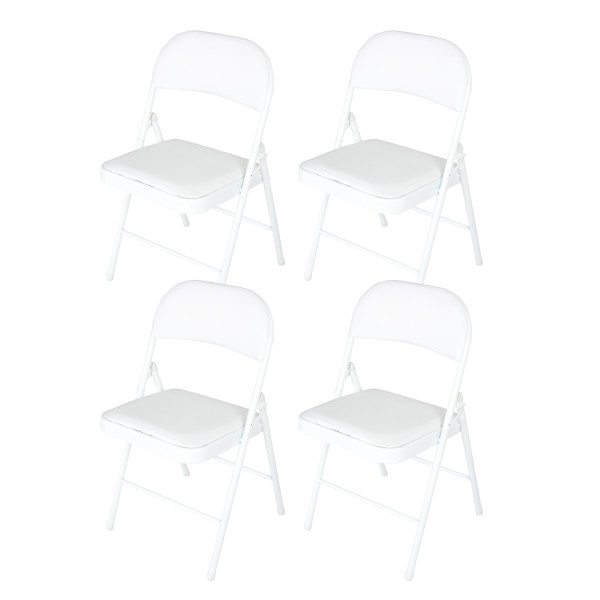 HTI-Living Kunstleder Weiß-Weiß 4er-Set Klappstuhl Wedigo