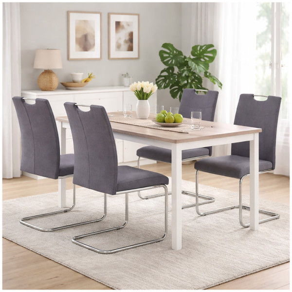 Schwingstuhl KellyC Grau Webstoff 4er