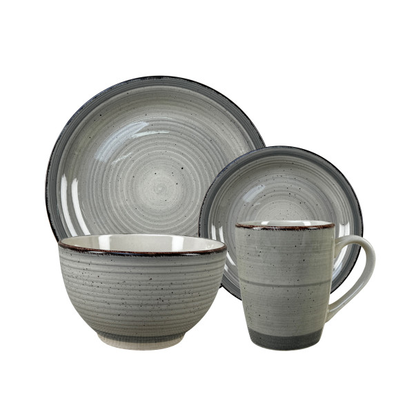 NTK-Collection Grau 16-teiliges Tafelservice aus Keramik