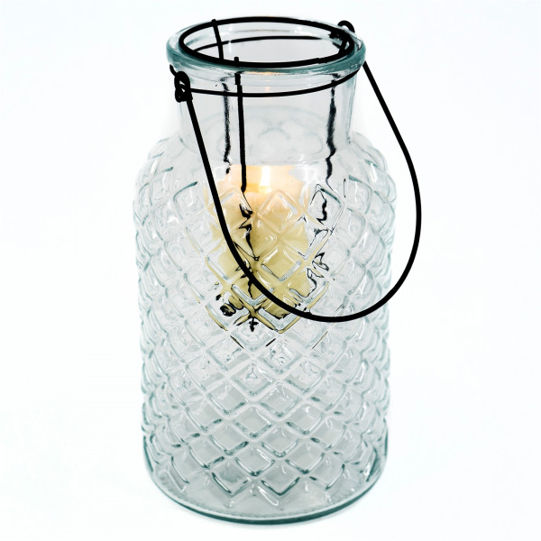 HTI-Living Glas Windlicht mit Metallhenkel