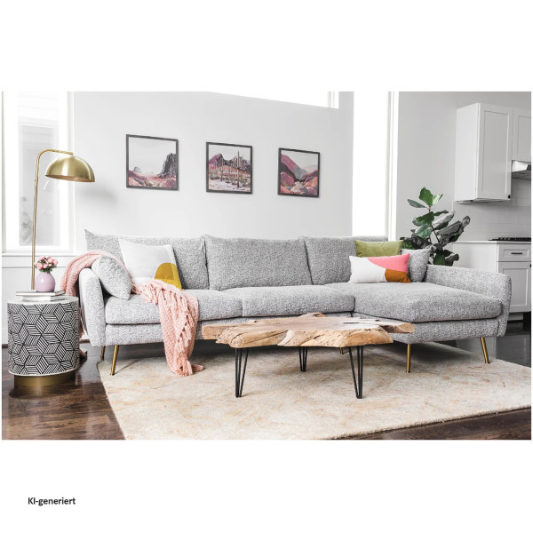 Ecksofa Antonius Stoff Grau Rechts
