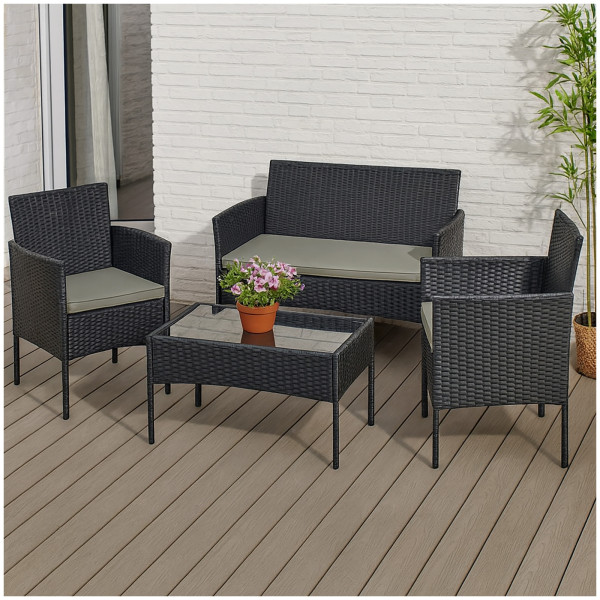 HTI-Living Wiebke Gartenmöbel Schwarz 4-teiliges Set