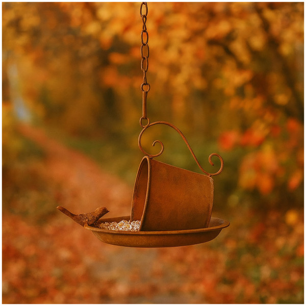 Vogelfutterstation Tasse und Vogel Verena