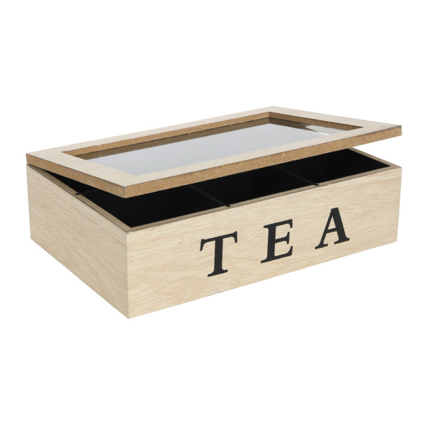 neuetischkultur Holz Natur Teebox mit 6 Kammern
