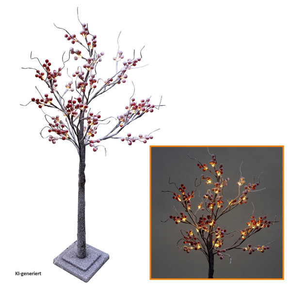 LED Baum mit roten Beeren,Kunststoff,48 LEDs,warm