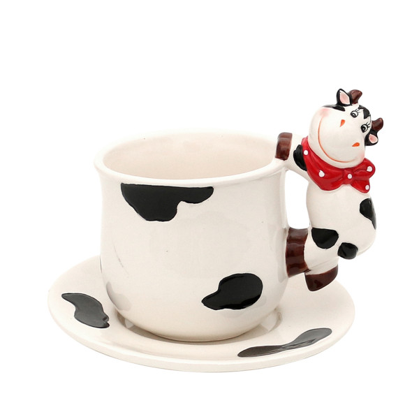2er Set Dolomite Tasse mit Teller "Kuh" 14 x 14 x