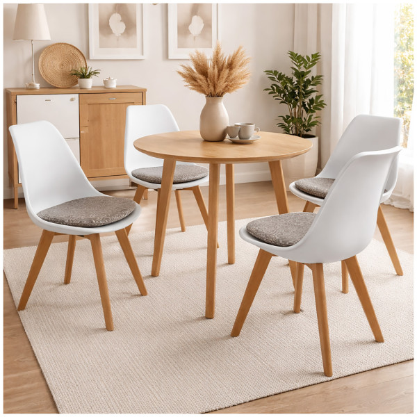 Stuhl Atlanta Weiß/PU Braun Muster