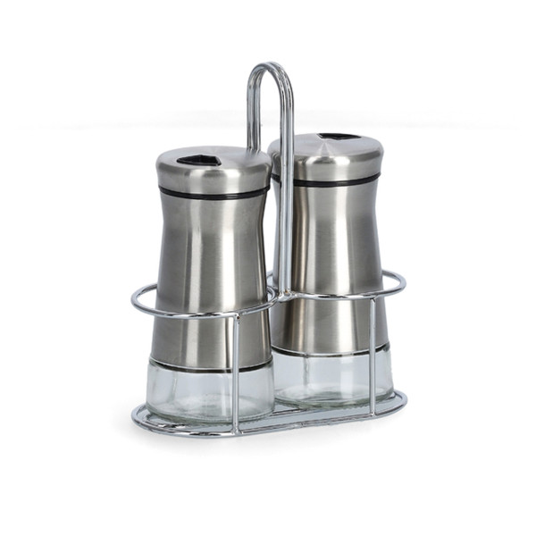 Salz-/Pfefferstreuer-Set, 3-tlg., Glas/Edelstahl