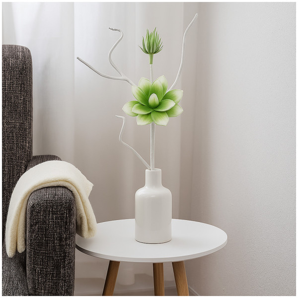 Formano Dekozweig modern für Vase Tisch Deko Kunstblume Blütenzweig grün weiß 54 cm