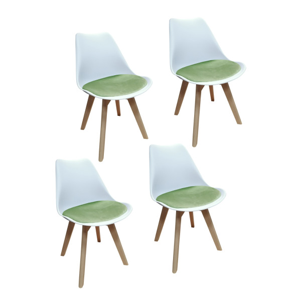 Stuhl Atlanta Weiß/Velvet Hellgrün