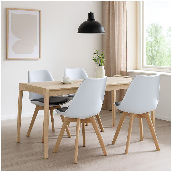 Stuhl Atlanta Weiß/Velvet Hellgrau 4er-Set