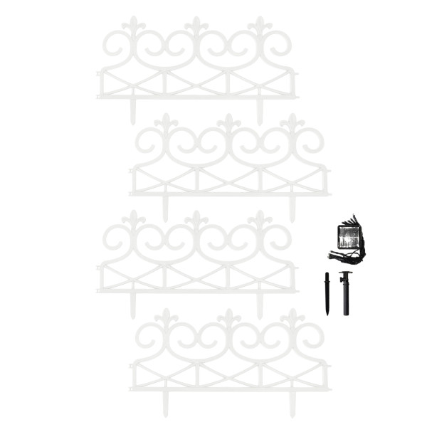 Zierzaun Nessa Solar, Lilie, 4teilig, weiß