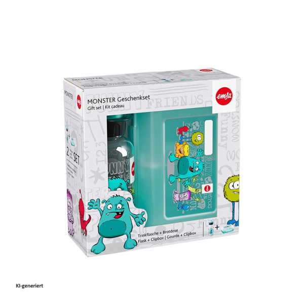 Monster Trinkflasche im 2 er Set mit Brotdose