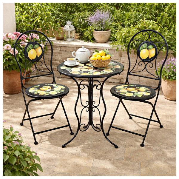 Gartentisch und 2 Stühle Menton Schwarz