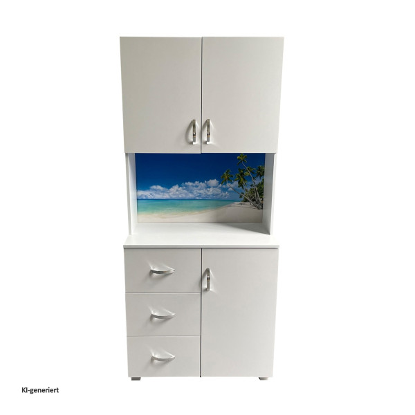 Schrank Blanca Wellness Palmen weiß, Motiv