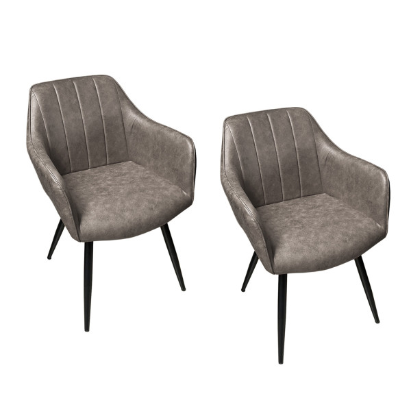 HTI-Living 2 Stück Stuhl Retro Anthrazit
