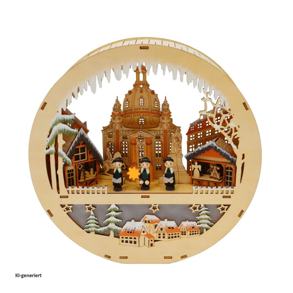 Lichterbogen Kirche mit Sternensinger Ø 30 cm