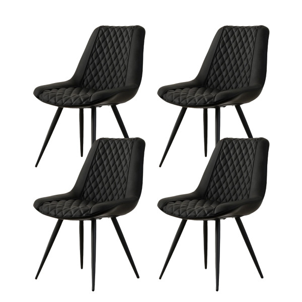 HTI-Living Kunstleder Schwarz Esszimmerstuhl Astrid 4er-Set