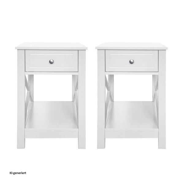 Nachttisch Hayet Weiß 2er-Set