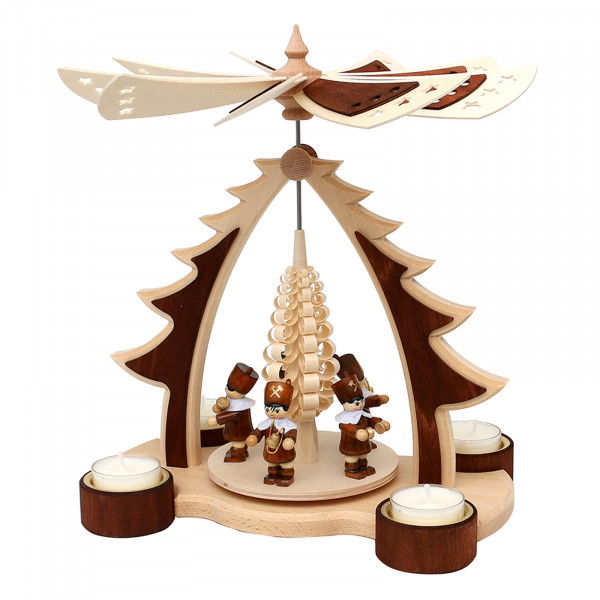 Sigro Baum mit Bergleuten Spanbaum Holz Tischpyramide