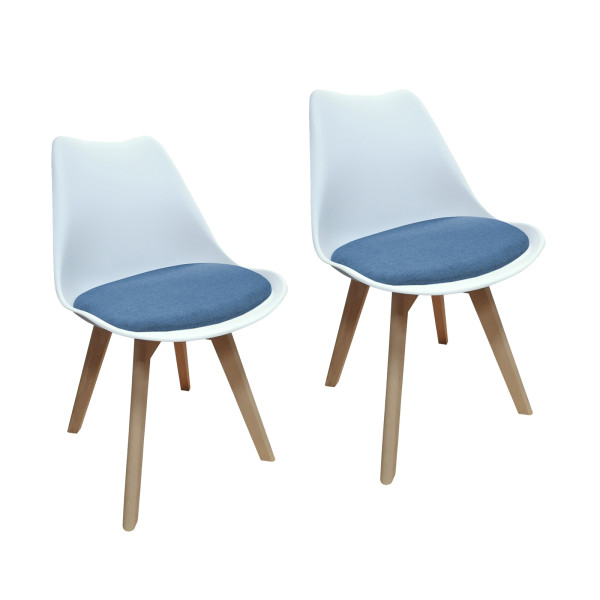 Stuhl Atlanta Weiß/Webstoff Blau 2er-Set