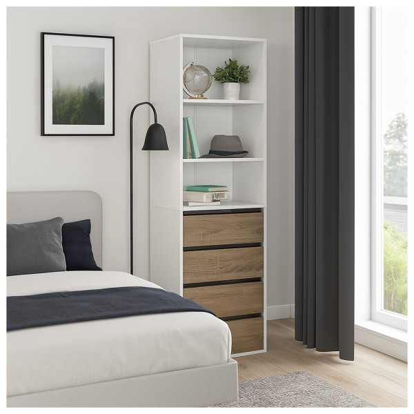 HTI-Living Weiß/Sonoma Schrank mit 4 Schubladen und 3 offenen Fächern