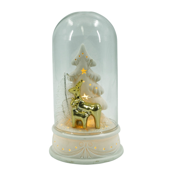 LED Glaskuppel a Keramiksockel,weiß,Batterien ent