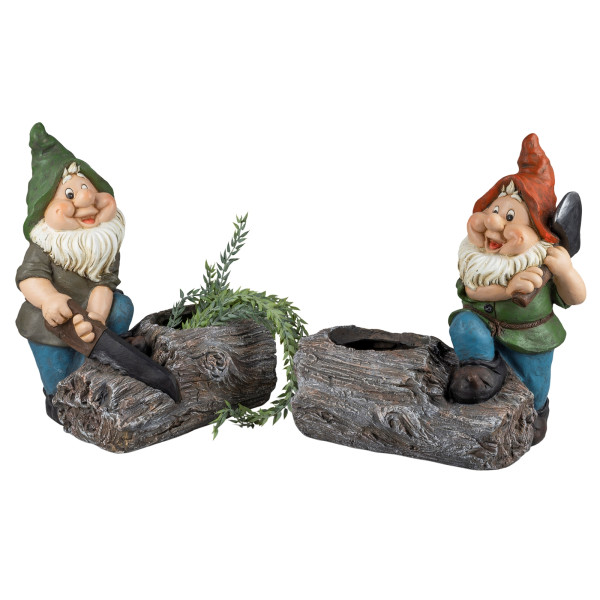 Pflanzgefäß Zwerg 2er Set 1x rote 1x grüne Mütze