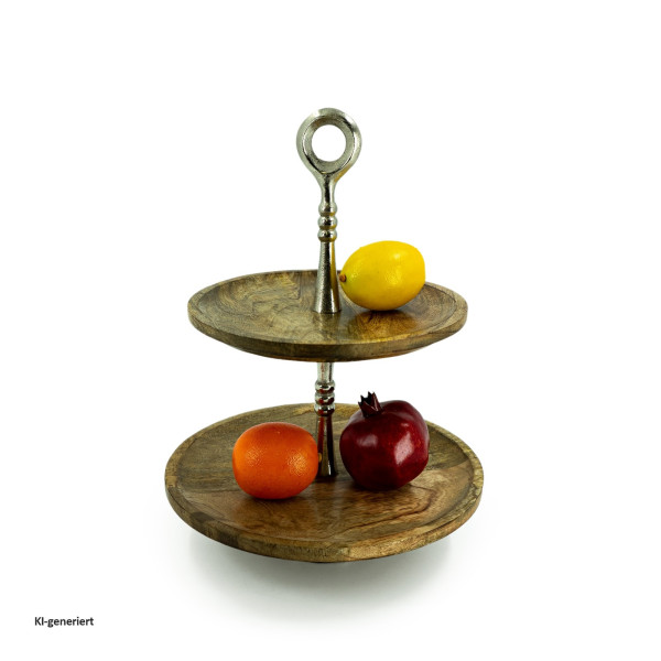 Etagere S, Mangoholz/Aluminium, zum Zusammenbauen