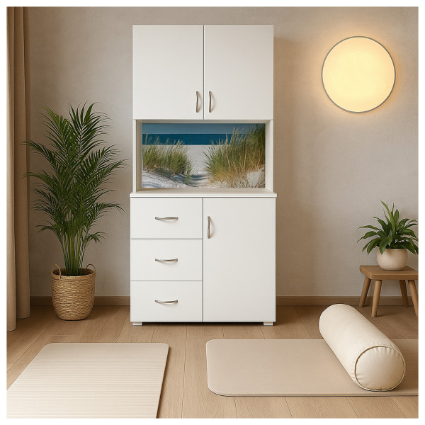 Schrank Blanca Wellness Düne weiß, Motiv