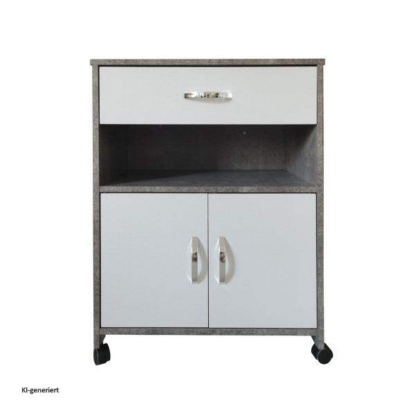 Küchenschrank Blanca Beton Weiß