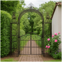 HTI-Living stilvolle Gartenarchitektur für Kletterpflanzen Torbogen aus Metall mit Tür HTI-Living stilvolle Gartenarchitektur für Kletterpflanzen Torbogen aus Metall mit Tür