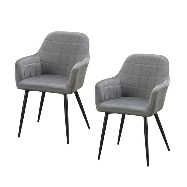 Stuhl Albany 2er Set velvet grau