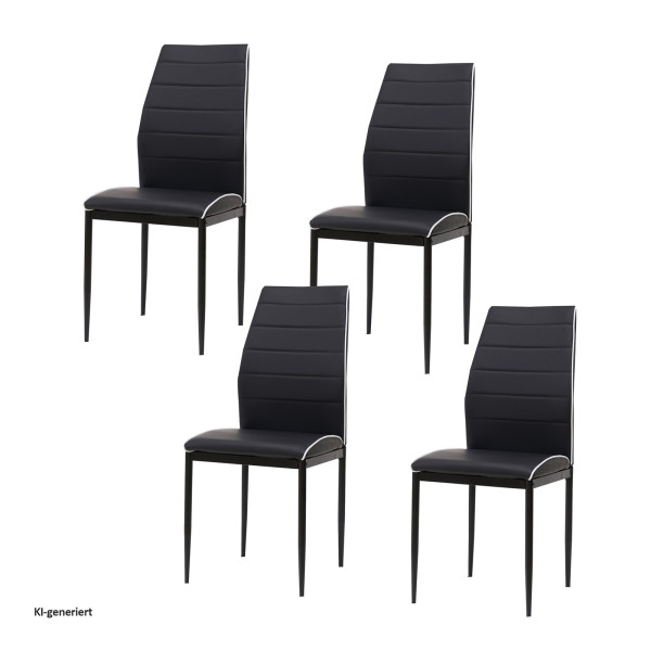 Stuhl Madison PU Schwarz mit weiss 4er Set