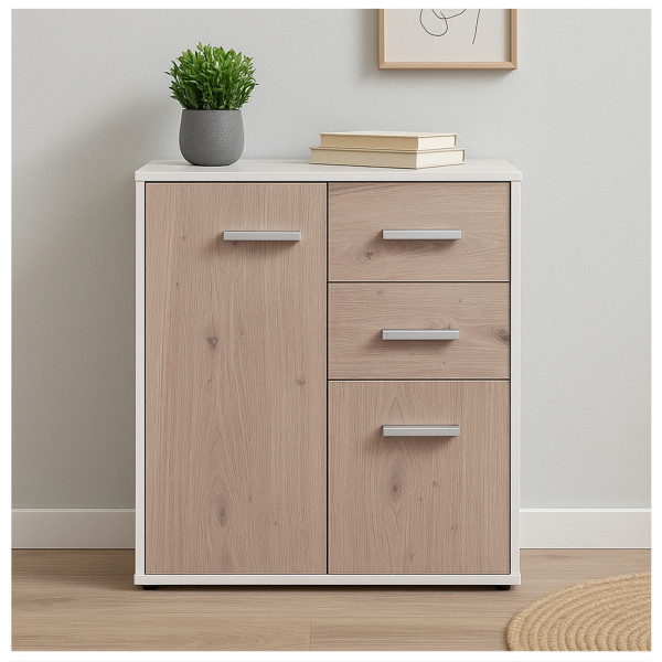 Kommode Nina 4 Weiß Artisaneiche