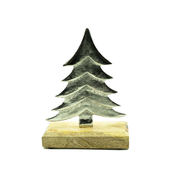 Alu-Weihnachtsbaum S, Mangoholz/Aluminium, naturb